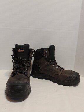 Ariat Boots Waterproof Steel Toe Men 7.5 Brown Black Lace Up Work Boots